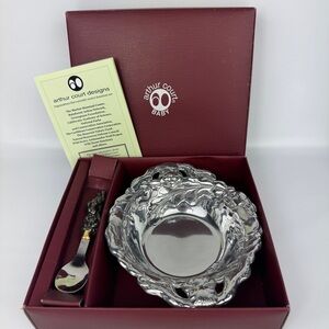 Vintage 2001 Arthur Court Baby Bunny Rabbit Bowl & Spoon